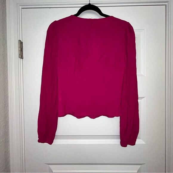 New, Lulus Button Front Corset  Long Sleeve Blouse Top - Picture 6 of 7